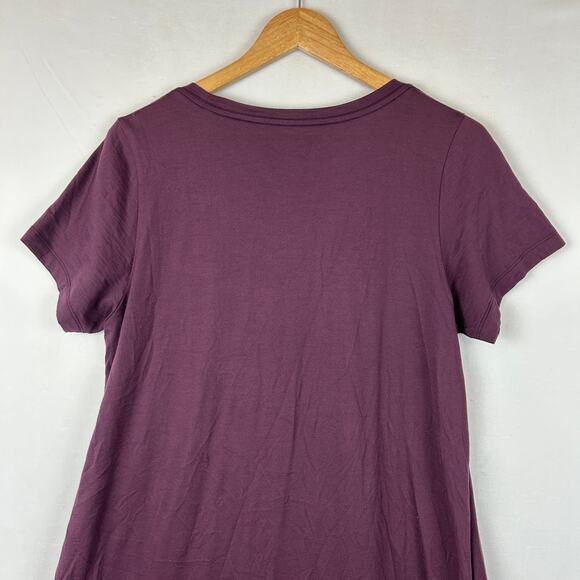 Wool& WoolAnd Maggie Merino Wool Swing Dress Short Sleeve Purple Women's L Long - Picture 6 of 8
